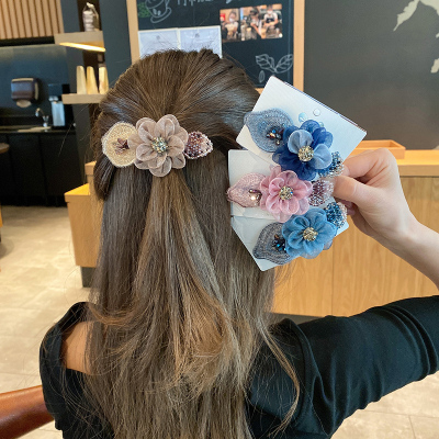 Flower Temperament Korean Hairpin Back Head Hairpin Large Spring Clip Elegant Mother Hairpin Hair Accessories