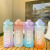 Large Capacity Gradient Color Outdoor Sports Bottle Portable Student Fitness Straw Cup 2000ml Plastic Cup