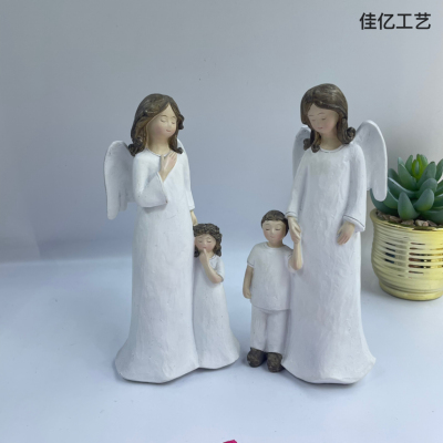 Hot Selling European Home Decorations Living Room Study Decoration Resin Mother and Daughter Angel Factory Direct Deliver