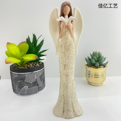 Hot Selling European Home Decorations Living Room Study Decoration Resin Holding Pigeon Angel Factory Direct Deliver