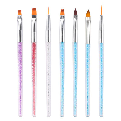 Nail Beauty Crystal Carved Pen round Head UV Pen with Drill Flower Drawing Line Drawing Pen Blending Pen Manicure Set
