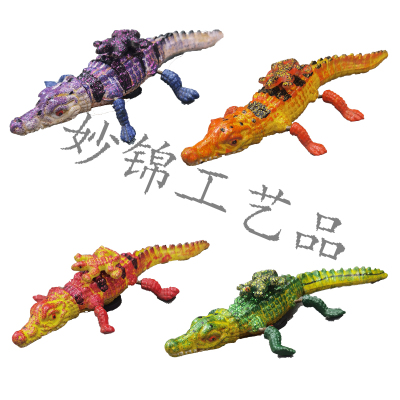 3D Colorful Plastic Mother and Child Crocodile Fridge Magnet Creative Home Background Decorative Crafts Decorations