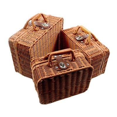 New Rattan Box Built-in Iron Frame Paint Reinforcement Non-Deformation Weaved Storage Basket Photography Props Gift Box