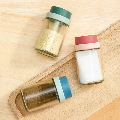 Glass Shaker Rotating Seasoning Bottle Pepper Barbecue MSG and Salt Shaker Kitchen Spice Box Home Seasoning Jar