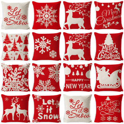 Cross-Border New Arrival Christmas Satin Pillow Cover Sofa Cushion Pillow Cover Cartoon Cushion Can Be Designed with Pictures