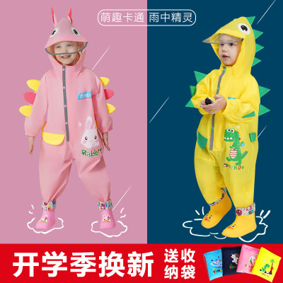 One-Piece Raincoat Boys and Girls Kindergarten Baby's Whole Body Rainproof Children's Poncho Dinosaur Student Rain Gear