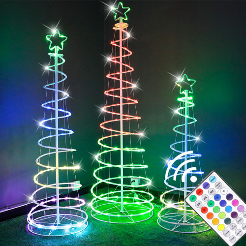 foreign trade dedicated led point control tower-shaped spiral tree lamp foldable retractable storage tray rotating lamp indoor garden lamp
