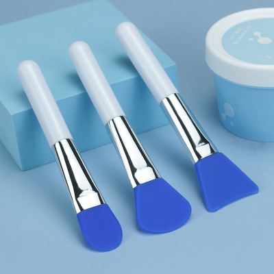 Kelayin Blue Soft Head Silicone Facial Mask Brush Set Fan Tongue Shovel Beauty Makeup Brush Facial Mask Brush Wholesale