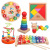 Children's Eight-Tone Percussion Piano Threading Clock Rainbow Tower Four Sets of Column Chopsticks Board Kindergarten Baby Educational Toys Wholesale