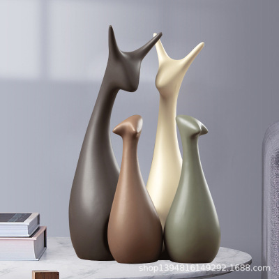 Jingdezhen Ceramic Nordic Deer Decoration Creative New Chinese Living Room Household TV Cabinet Wine Cabinet Decorative Crafts