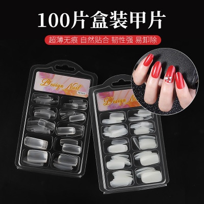 100 PCs Blister Boxed Nail Tip Manicure French Nail Tip Fake Nails Full Cover Nail Tip Nail Tip DIY Nail Shaped Piece Nail Tip UV Nail