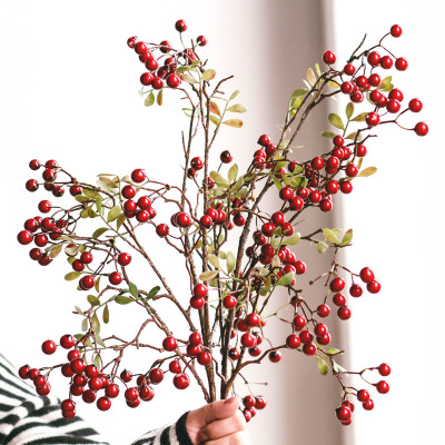 Fruit Green Plant Potted Christmas Chinese Hawthorn Fortune Fruit Chinese Hawthorn Artificial Flower Plant Wholesale