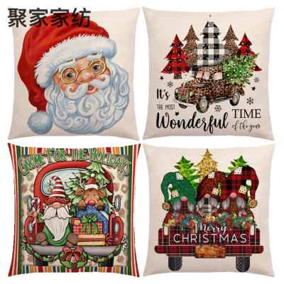 2022 Christmas Decoration Pillow Cover Linen Digital Printing Throw Pillowcase Single-Sided Printing Graphic Customization Cushion Cover