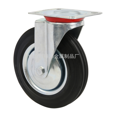 8-Inch Flat Universal Wheel Fixed Pulley Double Brake Wheel Mute Trolley Wheel Manufacturer Production