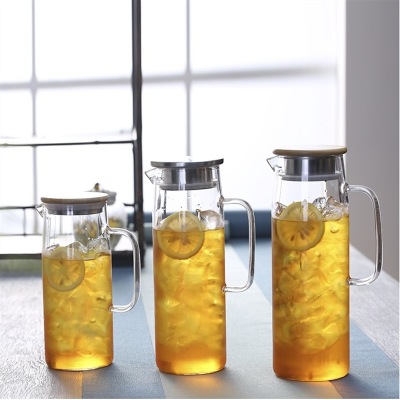 Glass Cold Water Jar Set Large Capacity Juice Pot Explosion-Proof and High-Temperature Resistant Handle Pot