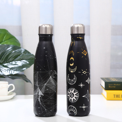 Cool Black Stainless Steel Coke Cup Gift Customized Thermos Cup Fashion Brand Sports Kettle Stainless Steel Creative Coke Bottle