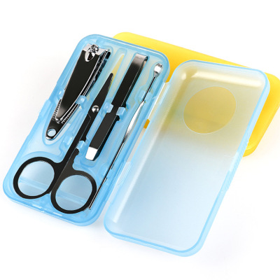 Household Nail Clippers Set Mini Plastic Box 4-Piece Beauty Manicure Implement Advertising Gift Nail Scissor Set