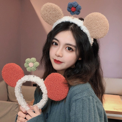 Online Influencer Cute Big Ears Flower Headband Women's Face Wash All-Match Outing Headwear Non-Slip Hairpin Children's Headband Hair Accessories