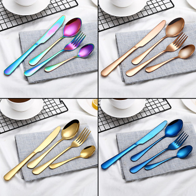 1010 Tableware Set Black Gold Plated Stainless Steel Knife and Forks Creative Color Western Food/Steak Knife, Fork and Spoon