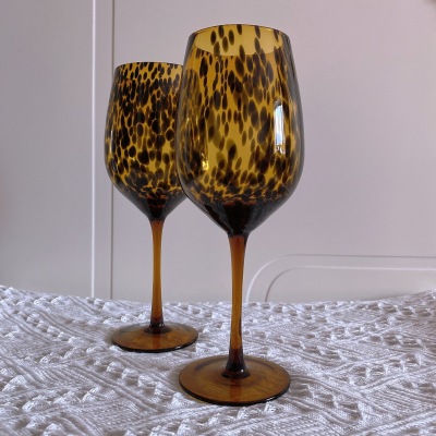 European-Style Creative Leopard Spot Water Cup Cocktail Glass Handmade Goblet Hotel Ornaments Model Room