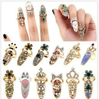 AliExpress Wish Hot Sale European and American Fashion Minimalist Ring Personalized Opening Diamond Fingernail Cap Little Finger Ring Knuckle Ring