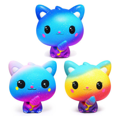 Squishy Toys Ice Cream Cat Squishy Toy Starry Sky Deer Blue Fat Unicorn Pu Decompression Toys