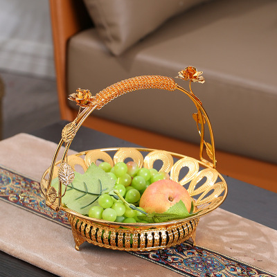 European Fruit Plate Household High-End Fruit Plate Creative Trending Living Room Coffee Table Drop-Resistant Portable Iron Snack and Melon Seeds Plate