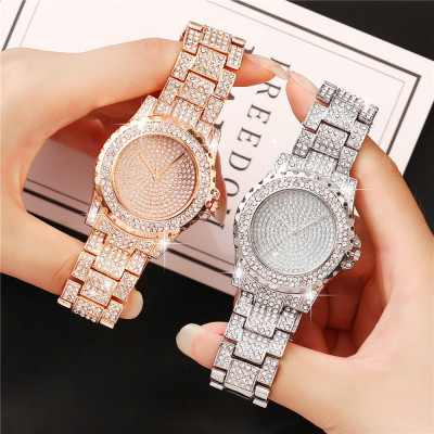 2020 New Starry with Diamonds Women's Fashion Watch Fashion and Fully-Jewelled Rose Gold Steel Belt Quartz Watch Wholesale