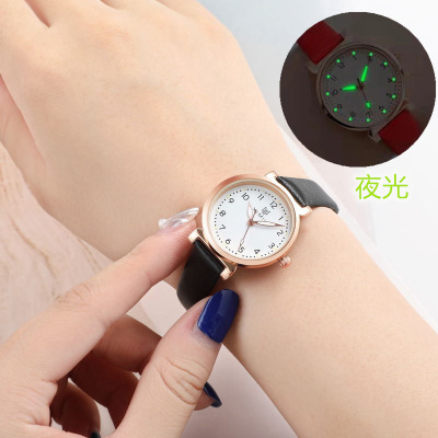 2019 New Watch Female Student Korean Simple Middle School Student Luminous Waterproof Women's Quartz Watch Junior High School Student Watch