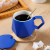 Hot Selling Splash Ink Style Ceramic Cup Geometric Shape Mug with Cover with Spoon Coffee Cup Office Water Glass