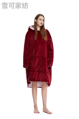 Extended Version Cold-Proof Clothes Cloak Autumn and Winter Nightgown Double-Layer Thickened Flannel Lambswool Non-Composite