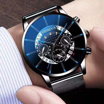 Small Wholesale Foreign Trade Business Casual Watch Transparent Cutout Non-Mechanical Men's and Women's Alloy Mesh Calendar Watch