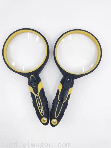 75mm rubber handle high power glass lens with led light source magnifier