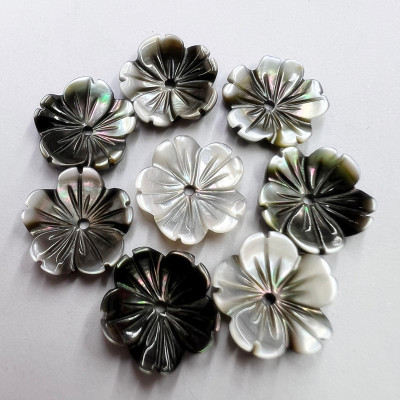 Black Butterfly Shell 12mm Bowl Flower Carved Three-Dimensional Five Petal Flower Semi-Finished Loose Beads DIY Handmade Jewelry Accessories Wholesale