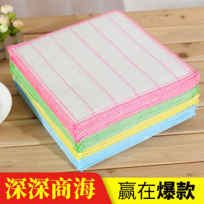 Factory Direct Sales 8-Layer Encrypted Cotton Yarn Dishcloth Wood Fiber Oil-Free Scouring Pad Rag Wholesale Running Rivers and Lakes