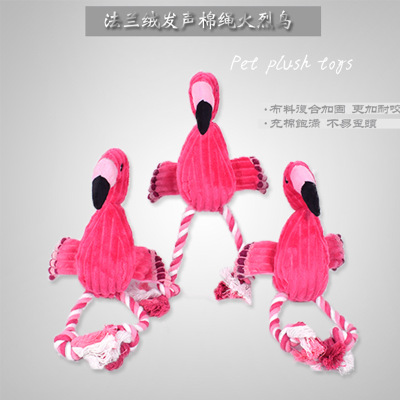 Factory Wholesale Pet Plush Cotton Rope Toys Flamingo Big Dog Toy Length 37cm Bite-Resistant Molar Sound