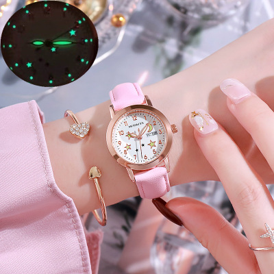 Watch Female Student Waterproof Luminous Simplicity Temperament Girl Junior High School Girl Primary School Children Girl Girl Girl