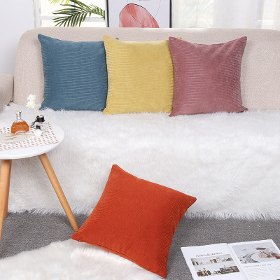 Pillow Cover Amazon Cross-Border Solid Color Sofa Cushion Throw Pillowcase Sample Room Pillowcase Golden Chenille Pillow