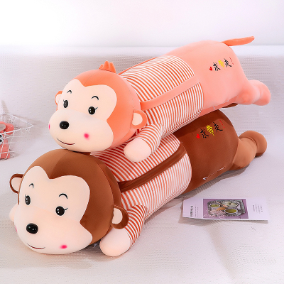 Plush Toy Lying Monkey Zodiac Pillow Soft Monkey Long Pillow Daily Toy Dressing Monkey Doll