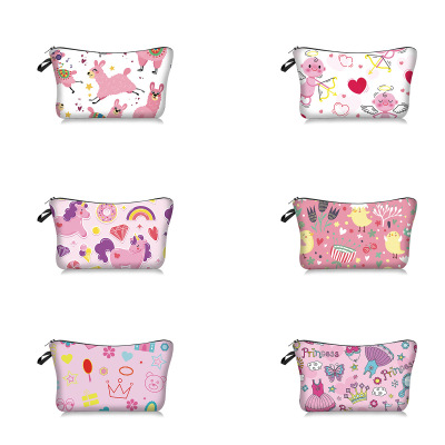 Cross-Border New Arrival Cartoon Pink Unicorn Cute Series Cosmetic Bag Handheld Storage Wash Bag Lazy Portable Travel Bag