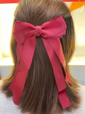 Zhao Lusi Same Style Ribbon Bowknot Hairpin Mori Fairy Style Spring Clip Back Head Half Tie Barrettes