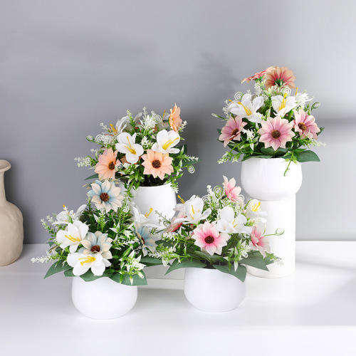 artificial flower artificial flower artificial chrysanthemum double layer lily little daisy home store plastic artificial pot