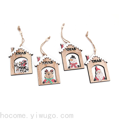 Wooden Christmas Festival Laminated Pendant Santa Claus David's Deer Snowman XINGX Dress up Pendant