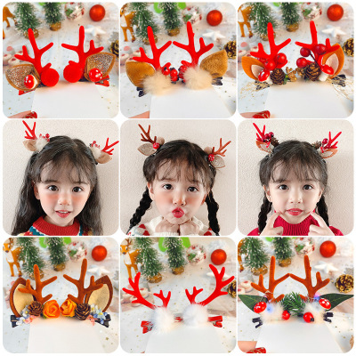 2021 European and American New Adult Antlers Hair Accessories Cute Children's Christmas Barrettes Handmade Duckbill Clip Stall Goods Wholesale