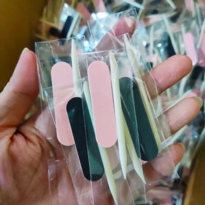 Wear Nail Tool Set Manicure Implement 2-Piece Set Wood Stick Nail File Set