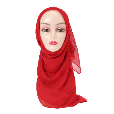 Huali Silk Embroidery Rhinestone Silk Scarf Middle Eastern clothing Muslim style headscarf