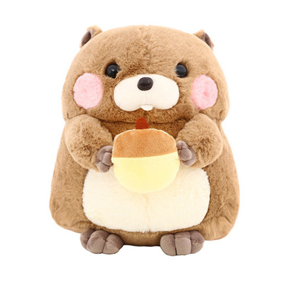 Foreign Trade Groundhog Plush Doll Holding Watermelon Foodie Rat Cross-Border Squirrel Greedy Mouse Plush Toy Delivery