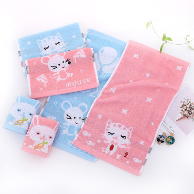 Towel Factory Direct Sales Pure Cotton Embroidery Children Towel 25*50 Kindergarten Children's Lint-Free Hand Wiping Children Towel Face Washing
