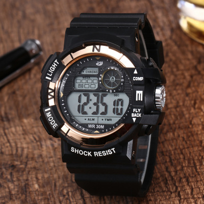 Amazon Black Band Electroplated Boxed Watch Men's and Women's Casual Sport Climbing Watch Student Electronic Watch