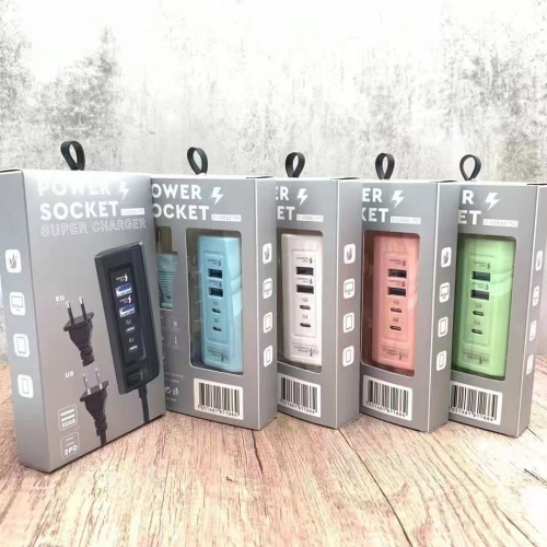 macaron color row plug travel small row plug mobile phone charger pd charger usb + type-c charger h